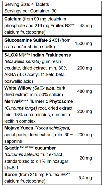 Advanced BioNutritionals Joint Support Supplement Facts